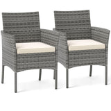 Outdoor PE Rattan Armchairs with Removable Cushions