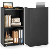 Tangkula Rolling Podium Stand, Mobile Lectern Stand with 2 Shelves & Lockable Wheels