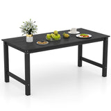 Tangkula HDPE Outdoor Dining Table 67” Patio Table with Wood-Like Tabletop and Umbrella Hole