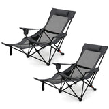 Tangkula 2 in 1 Reclining Camping Chair with Removable Footrest