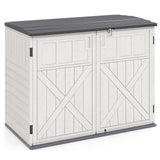 Tangkula Large Outdoor Storage Cabinet 20 Cu.Ft Horizontal Resin Storage Shed