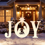 Tangkula 3 Pieces Outdoor Christmas Joy Nativity Yard Signs Decoration Set