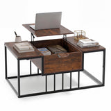 Tangkula Lift Top Coffee Table with Hidden Storage | Rectangle Flip Top Center Table with Heavy-Duty Metal Frame