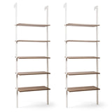 Tangkula Industrial Ladder Shelf Against The Wall, 5-Tier Wall Mount Ladder Bookshelf with Metal Frame