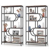 Tangkula Geometric Bookshelf Freestanding Open Bookcase Industrial Display Rack