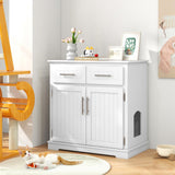 Tangkula Litter Box Enclosure with 2 Storage Drawers & Double Doors