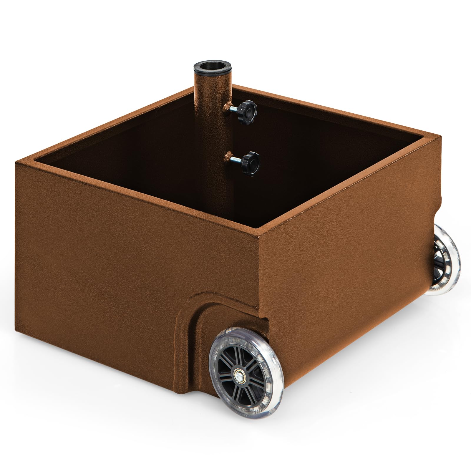 Tangkula 170LBS 2-in-1 Patio Umbrella Base, Fillable Umbrella Stand with 2 Universal Wheels (Black), Brown Tangkula 170LBS 2-in-1 Patio Umbrella Base, Fillable Umbrella Stand with 2 Universal Wheels (Black), Brown
