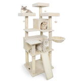 Tangkula 65 Inch Multi-Level Cat Tower with Sisal Scratching Posts & Board