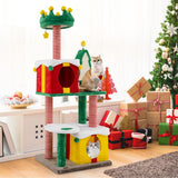 Tangkula Cute Christmas Cat Tree Cat Tower for Indoor Cats with Scratching Posts and Carpet