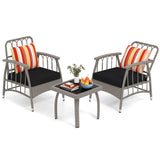 Tangkula 3 Pieces Patio PE Wicker Furniture Set