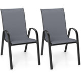 Tangkula 4 Pieces Patio Dining Chairs, Outdoor Stackable All Weather Heavy Duty Dining Chairs Set with Armrests