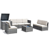 8 PCS Outdoor Patio Furniture Set, Rattan Wicker Sofa Set