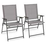 Tangkula Set of 2/4 Patio Folding Chairs, High Back Dining Chairs with Weather-Resistant Fabric