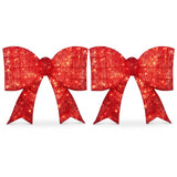 Tangkula 27" x 30" Lighted Christmas Golden Bow Decoration, 3D Pre-lit Bows