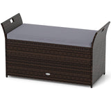 Tangkula Outdoor Bench with Hand Woven PE Rattan Wicker