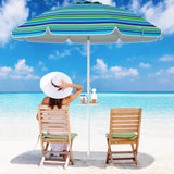 Tangkula 7.2 FT Beach Umbrella, Portable Beach Umbrella W/Sand Anchor & Tilt Mechanism, 8 Sturdy Rib & Premium Steel Pole, Carrying Bag