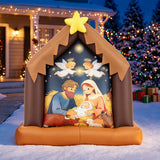 Tangkula 4 FT Christmas Inflatable Nativity Scene with Built-in LED Lights
