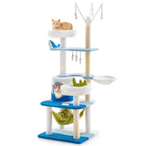 Tangkula Ocean-Themed Cat Tree, Multi-Level Cat Tower with Sisal Scratching Posts, 65"