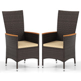 Tangkula Patio High Back Rattan Dining Chairs Set of 2/4