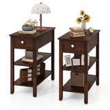 Tangkula Narrow End Table 24.5”H Farmhouse Side Table with Drawer