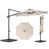 Tangkula 10 FT Solar Patio Umbrella with Base Included