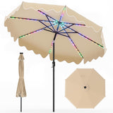 Tangkula 9/10 FT Solar Patio Umbrella with 104/112 Color-Changing Flowing LED Lights