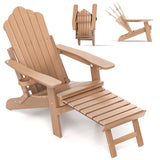 Tangkula Folding Adirondack Chair, All-Weather HIPS Lounge Chair w/Retractable Footrest & Adjustable Backrest