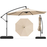 Tangkula 10 Feet Offset Hanging Umbrella with Base Patio Cantilever Umbrella