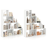 Tangkula 10 Shelves Bookshelf, L Shaped Freestanding Ladder Corner Bookshelf