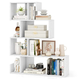 Tangkula S-Shaped Bookshelf, 5-Tier Modern Geometric Stepped Bookcase with Anti-Tipping Kits