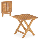 Tangkula Outdoor Folding Side Table with X-Shaped Legs & Slatted Tabletop