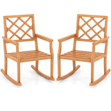 Tangkula Teak Wood Rocking Chair, Oversized Porch Rocker with Backrest and Slatted Seat(1/2, 30 x 23 x 35 Inch)