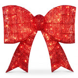 Tangkula 27" x 30" Lighted Christmas Golden Bow Decoration, 3D Pre-lit Bows