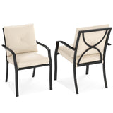 Tangkula Metal Outdoor Dining Chair Set of 2/4 Stackable Patio Chairs w/Armrests