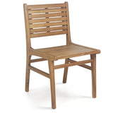 Tangkula Teak Wood Solid Wood Armless Patio Chairs with Slatted Backrest & Seat (1/2/4)