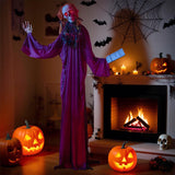 Tangkula 6 FT Halloween Animatronic Skeleton Girl with Book