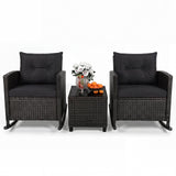 Tangkula 3 Piece Wicker Rocking Set for Backyard