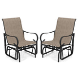 Tangkula Outdoor Glider Chairs Set of 2/4 with High Backrest Breathable Mesh Fabric and Metal Frame