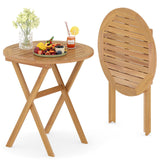 Tangkula 26 Inch Acacia Wood Outdoor Dining Table