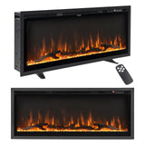 Tangkula 50 Inches Electric Fireplace Inserts, Recessed, Wall Mounted and Freestanding 1500W Slim Fireplace Heater with Remote Control