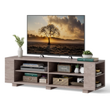 Tangkula Wood TV Stand for TVs up to 65 Inch Flat Screen, Modern Entertainment Center with 8 Open Shelves