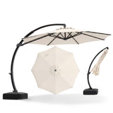 Tangkula 11FT Large Curved Round Cantilever Offset Patio Umbrella with Base Included