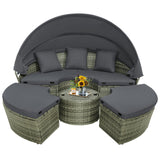 Tangkula Patio Round Daybed with Retractable Canopy(Grey)