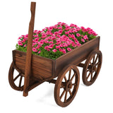 Tangkula Wooden Wagon Planter Box for Patio