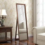 Tangkula Full Length Mirror with Stand, Solid Wood Frame Floor Mirror, Free Standing Full Body Mirror