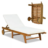 Tangkula Folding Lounge Chairs Outdoor Set of 1/2 Patio Eucalyptus Wood Chaise Lounge