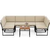 Tangkula 6 Piece Metal Conversation Set w/Cushions & Bungee Rope Seat