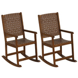 Tangkula Wood Rocking Chair, Indoor Outdoor Rocking Chair