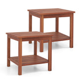 Tangkula Patio Side Table, Double-Tier Acacia Wood End Table