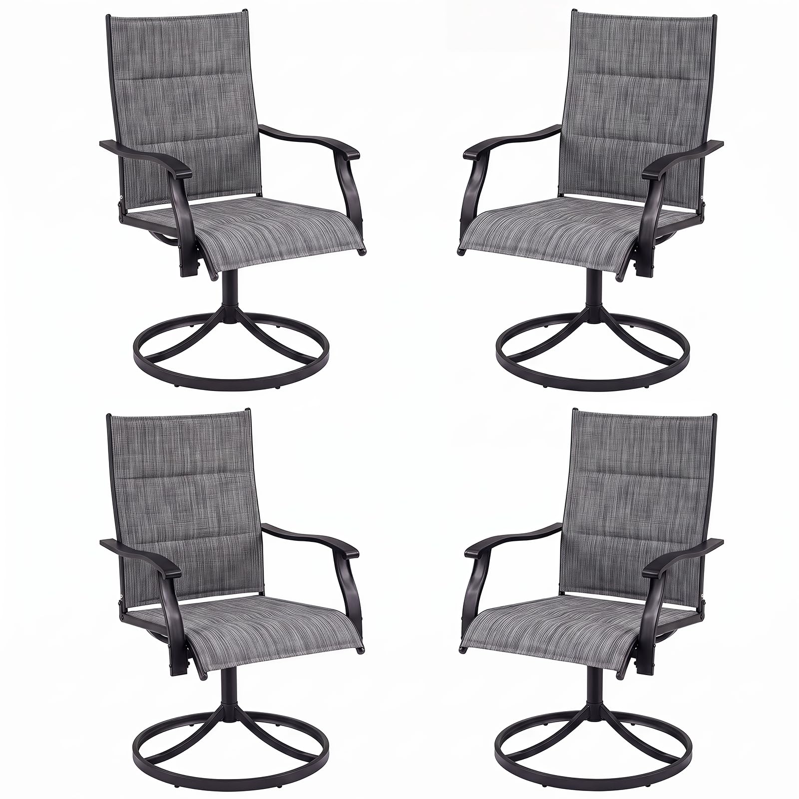 Tangkula Padded Patio Swivel Chairs Set of 4/2 Heavy Duty Metal Frame Rocker Chair